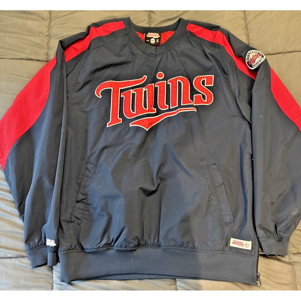 Majestic Minnesota Twins Dugout Jacket MLB 1/4 Zip Pullover Windbreaker LG